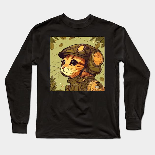 cute solider cat Long Sleeve T-Shirt by OWLS store